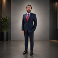 Navy Blue 3-Piece Business Suit for Men Worn By SSP Ch. Sohail