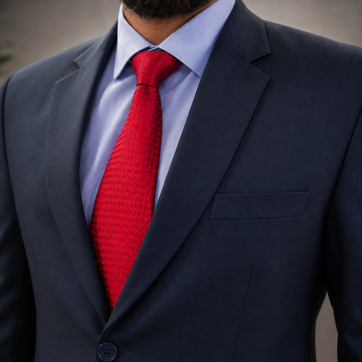 Navy Blue 3-Piece Business Suit for Men Worn By SSP Ch. Sohail