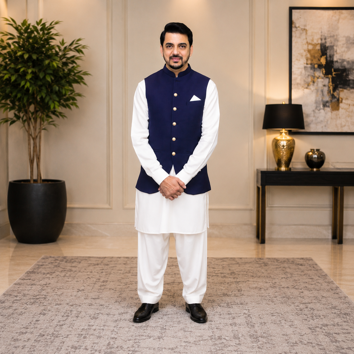 Navy Blue Waistcoat for Men