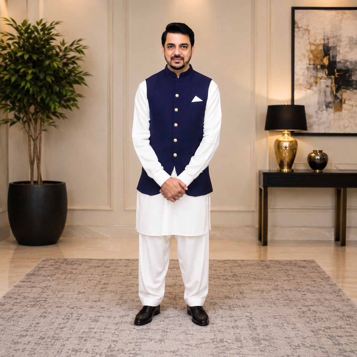 
                  
                    Navy Blue Waistcoat for Men
                  
                
