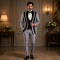 Light Gray Tuxedo with Black Contrast Style