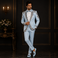 Baby Blue Luxury Designer Wedding Tuxedo Suit