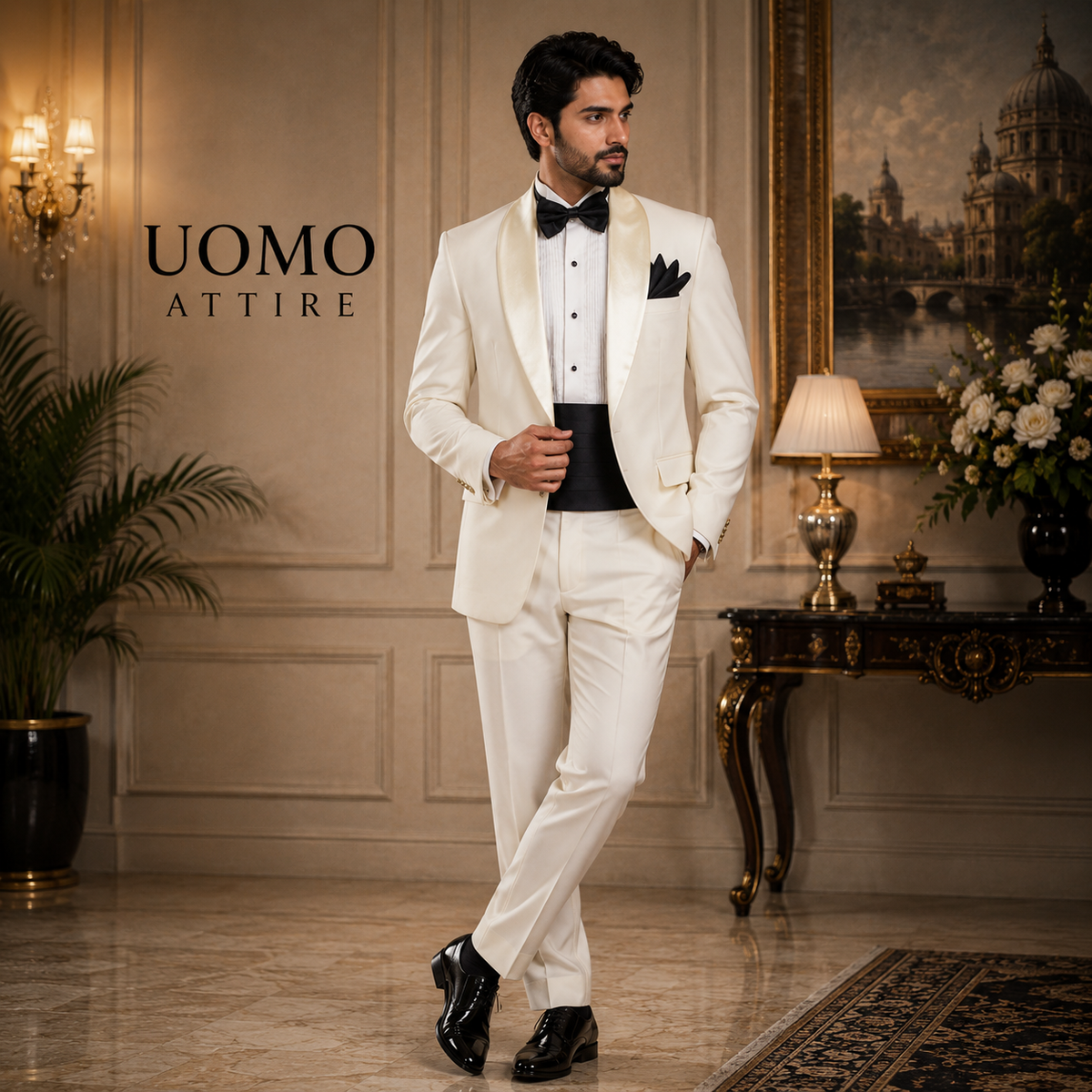 Wilvorst Dinner White Wedding Tuxedo Suit for Men