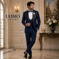 Men's Blue Tuxedo with Black Satin Shawl Collar