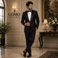 Italian Tropical Wool Maroon Tuxedo 2 Piece Suit