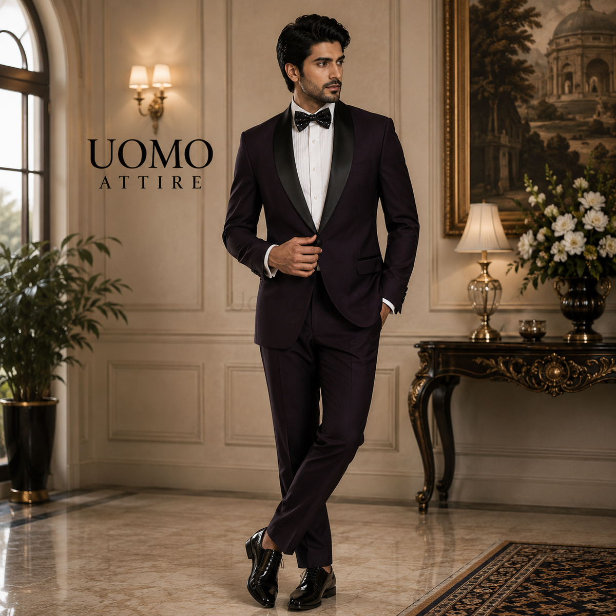 Italian Tropical Wool Maroon Tuxedo 2 Piece Suit