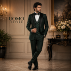 Forest Green Tuxedo Suit with Black Shawl Collar