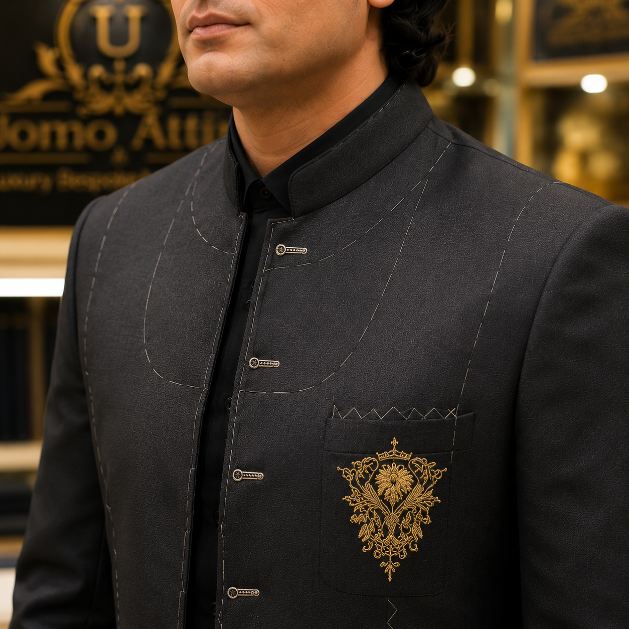 
                  
                    Men's Luxury Charcoal Grey Embroidered 3-Piece Suit (Worn by Pakistani Cricketer Muhammad Irfan)
                  
                