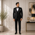 Black Tuxedo 3-Piece Suit with Single-Breasted Vest