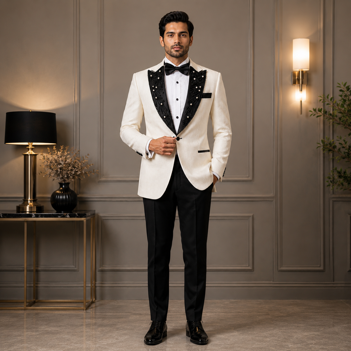 Peak Lapel White Designer Groom Tuxedo Suit