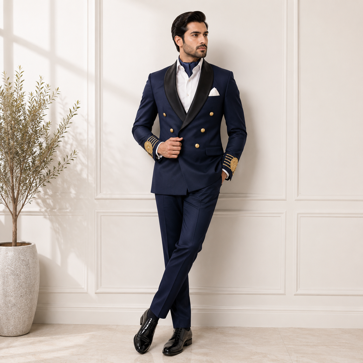 Woolen fabric mens blue tuxedo 2 piece suit