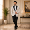 Tailor-made tuxedo 2 piece suit in self designed textured fabric