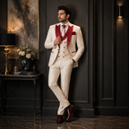 Abito tre pezzi smoking slim fit su misura con scialle a contrasto