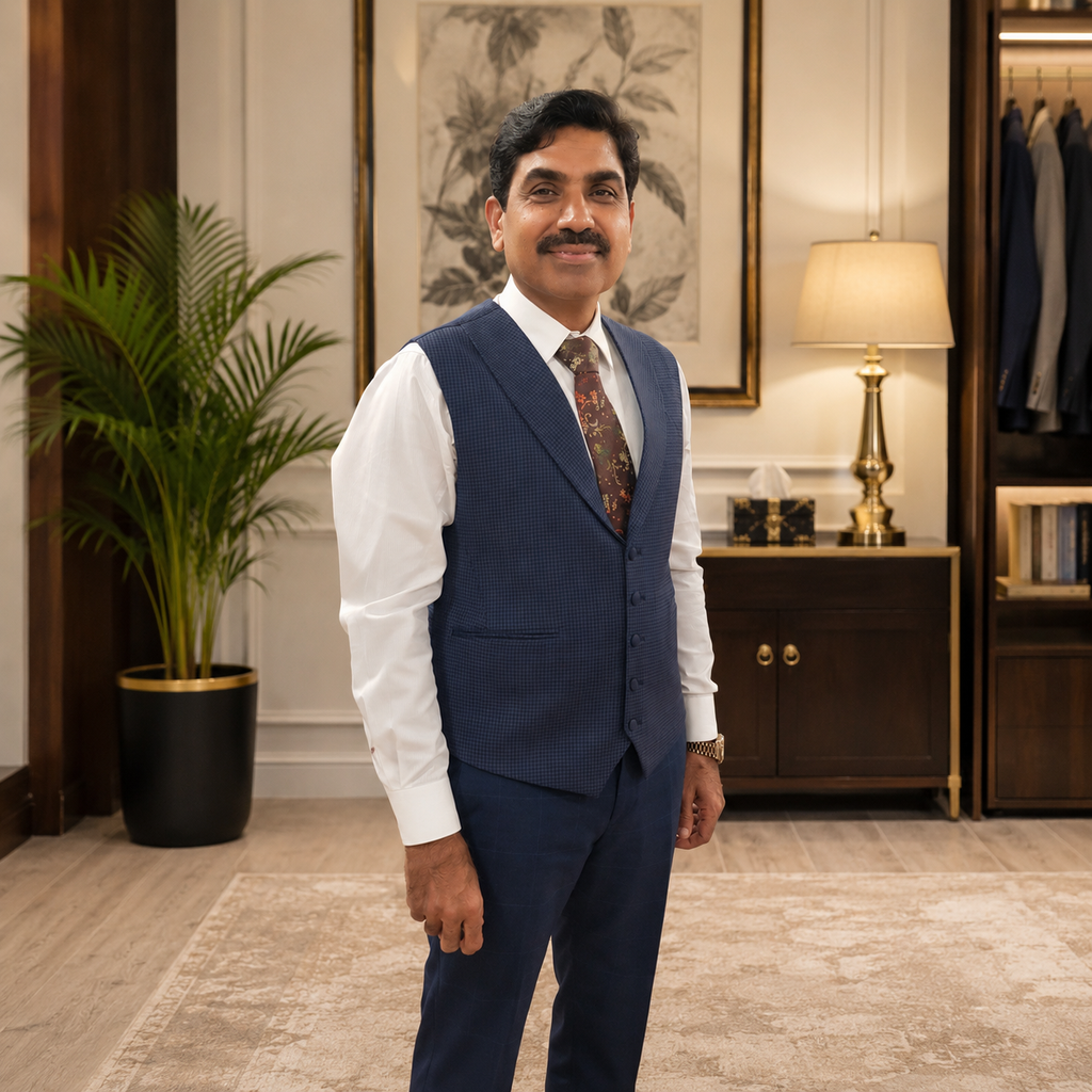 Men's Luxury Navy Blue 3-Piece Suit (Worn by Our Client Professor Dr. Zia Ashraf, Head of Department ICU)