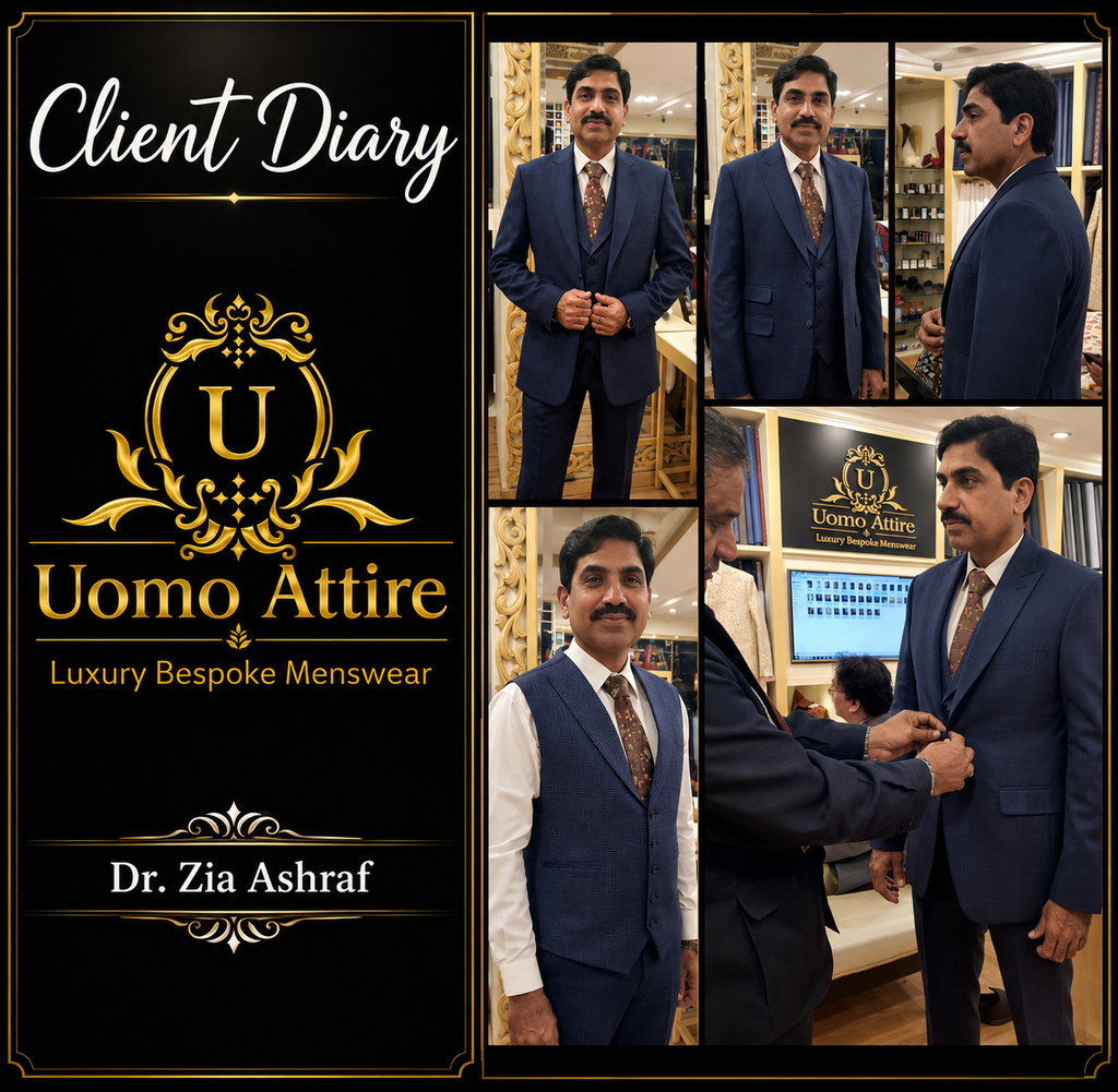Men's Luxury Navy Blue 3-Piece Suit (Worn by Our Client Professor Dr. Zia Ashraf, Head of Department ICU)