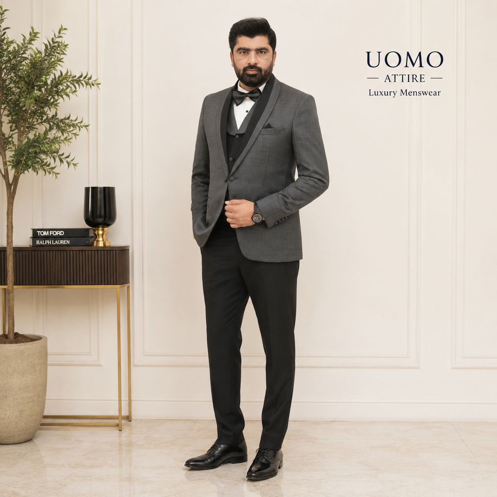 Timeless Elegance Charcoal Grey Shawl Lapel Tuxedo