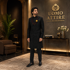 Men's Luxury Black Heavy Embellished Sherwani