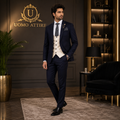 Custom-made dark three piece suit