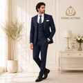 Pick stitch navy blue 3 piece suit
