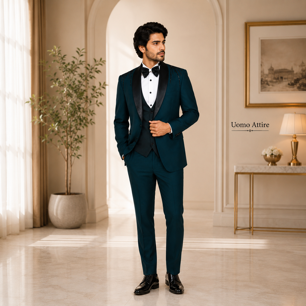 Custom-Tailored Emerald Green Tuxedo for Men