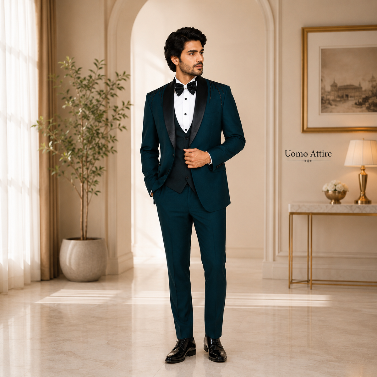 Custom-Tailored Emerald Green Tuxedo for Men