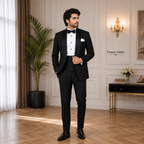 Pure Karandi Black Tuxedo Suit For Mens