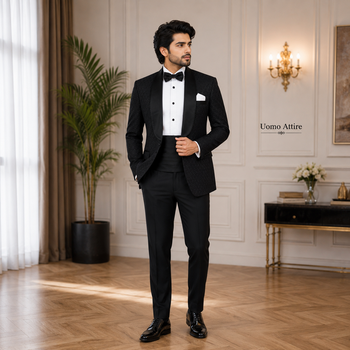 Pure Karandi Black Tuxedo Suit For Mens