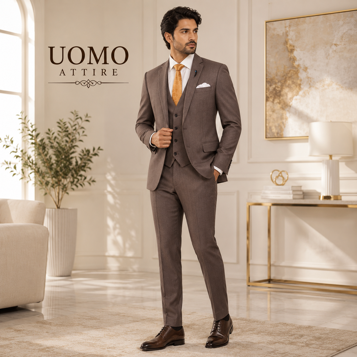 Bespoke three piece suit for men