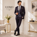 Tailor-made royal plum tropical three piece suit