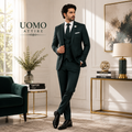 Custom-tailored deep green three piece suit