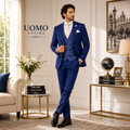 Contrast double breasted 3 piece suit for men