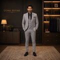 Luxurious silver grey three piece suit for wedding
