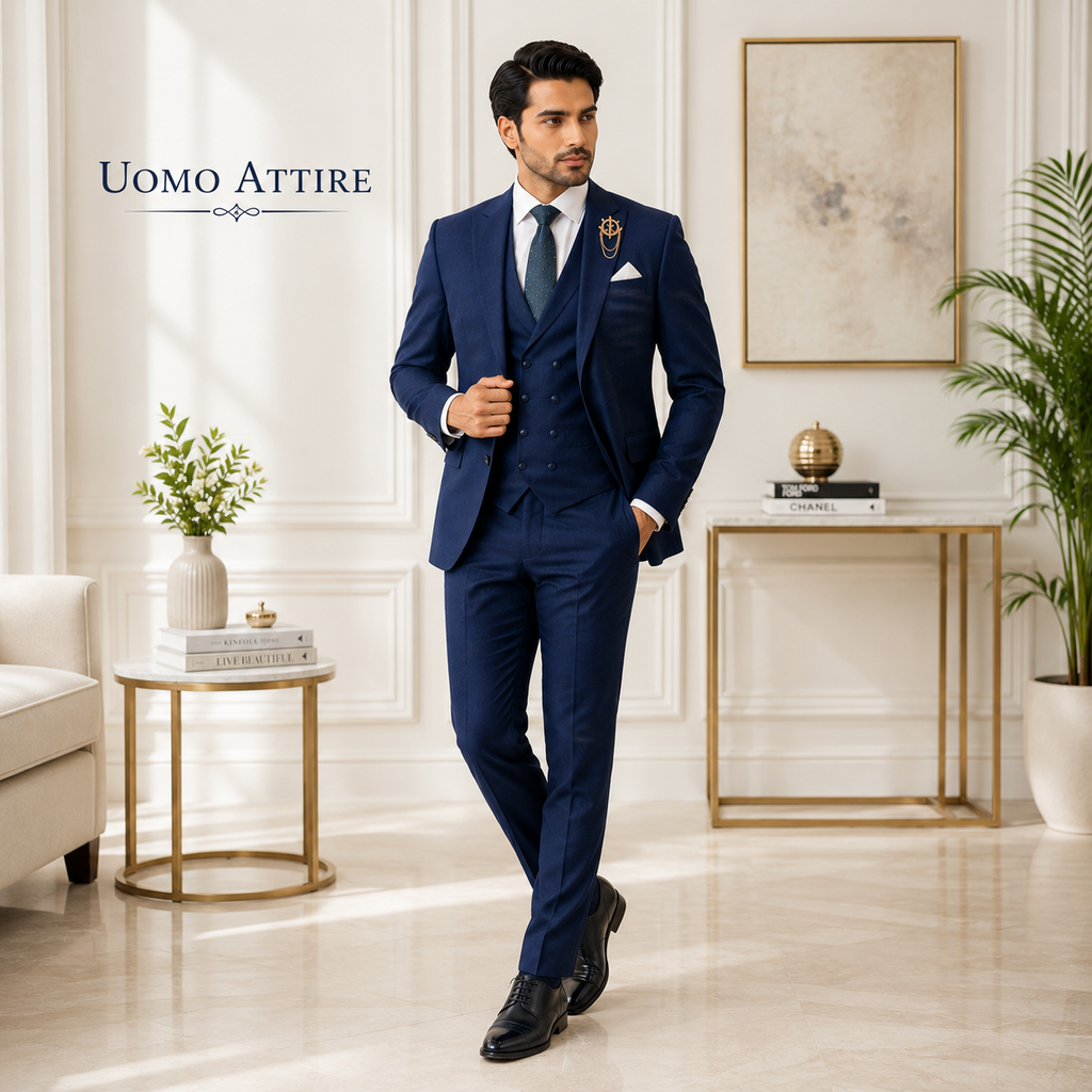 Zinc blue 3 piece suit for men