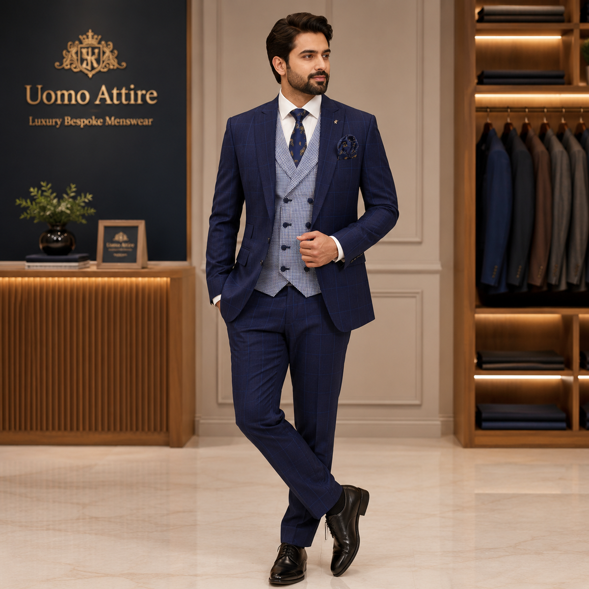 Made-to-measure light blue three piece