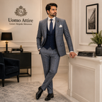 Slim fit windowpane three piece suit