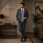 Pure Italian glen check contrast bespoke 3 piece suit