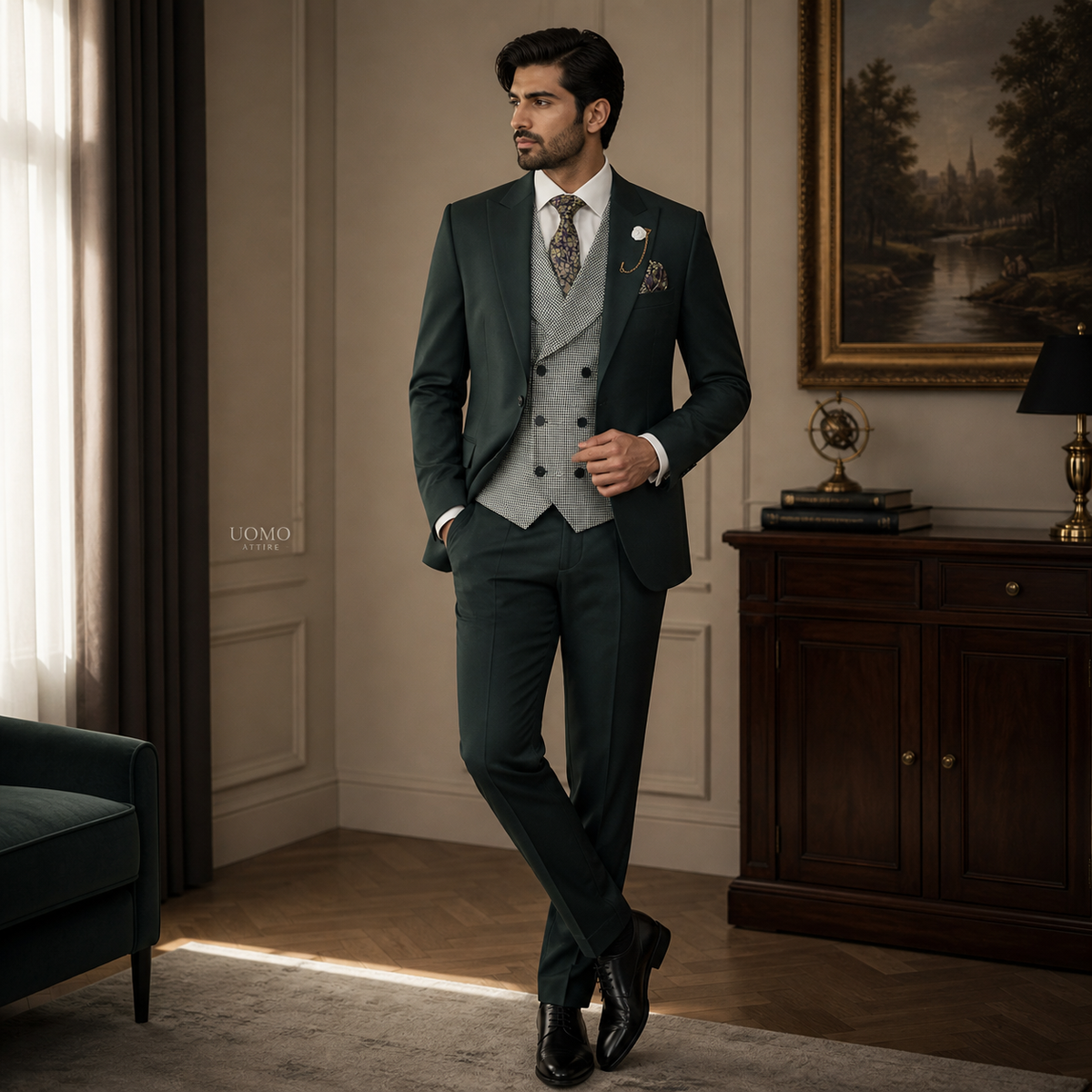 Emerald Green 3 Piece Suit for Men