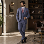Classic Blue Slim Fit 3 Piece Suit for Men