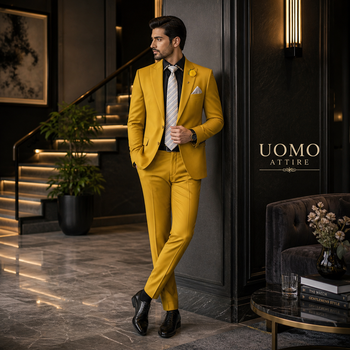 Custom-Made Italian Yellow Two-Piece Suit