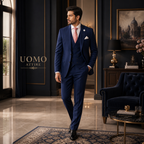 Bespoke Tailored Navy Blue 3 Piece Suit for Men
