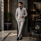 Light Grey Double Breasted Suit for Men