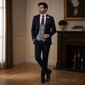 Luxury Italian Navy Blue 3 Piece Suit For Men