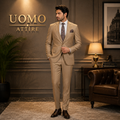Custom Made Beige Color Slim Fit Men's Suit