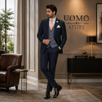 Men's Black 3 Piece Suit with Pick Stitch Lapel