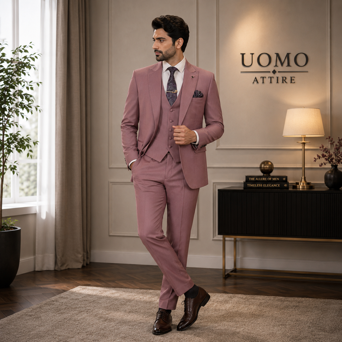 Light Pink Men's 3 Piece Suit for Special Occasions