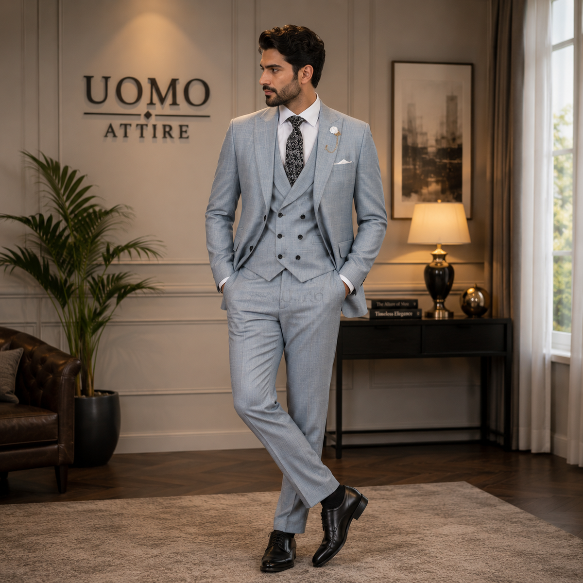 Bespoke Light Blue Wedding Suit Style for Men