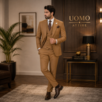 Caramel Brown Wedding Italian 3 Piece Suit for Groom