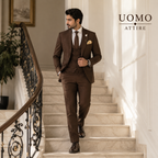 Bespoke Mens Brown Luxury 3 Piece Suit for Men