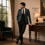 Custom Embellished Light Green Three Piece Suit