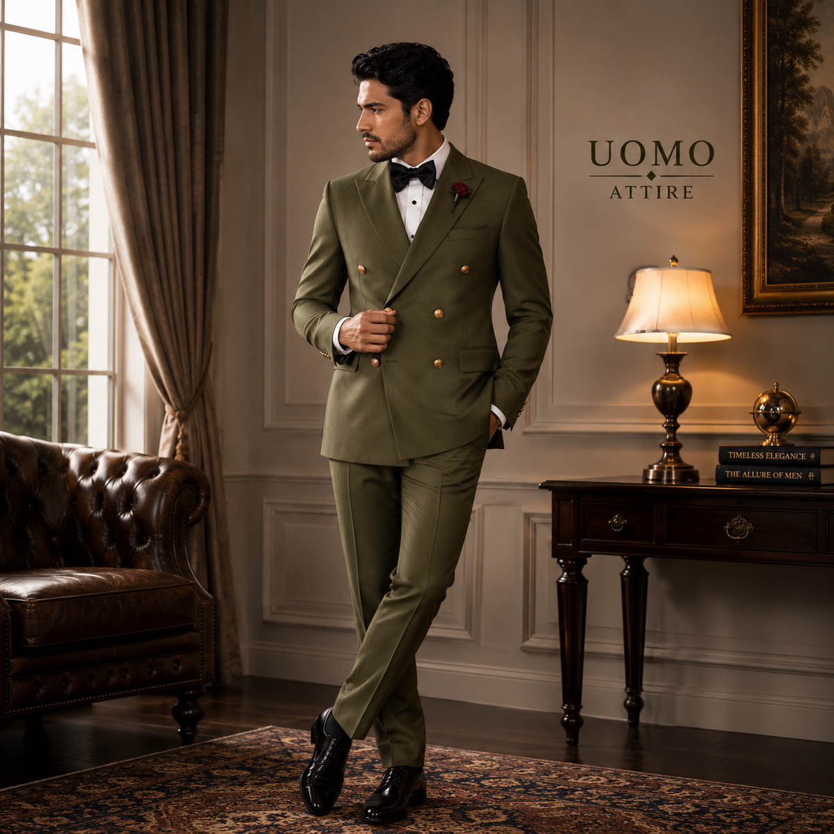 Italian cut style 100% woolen double breasted 2-piece suit